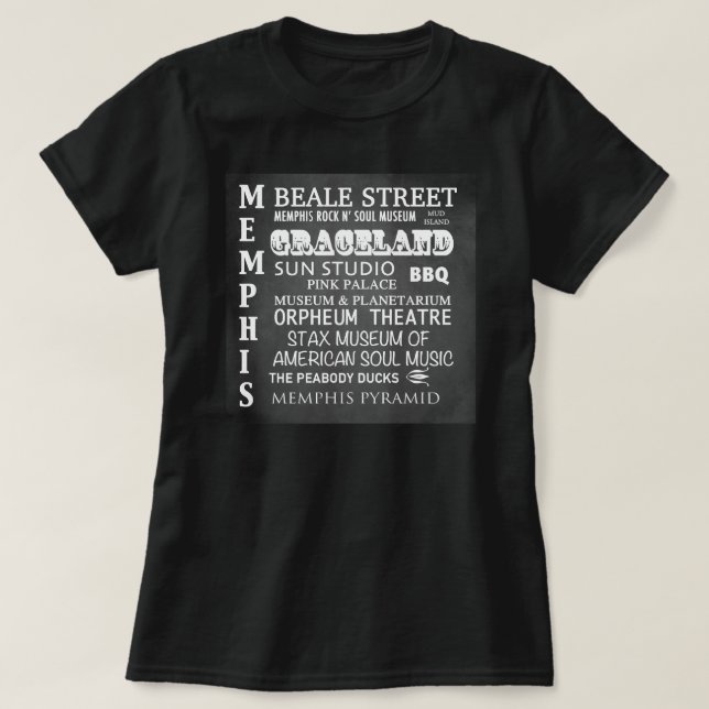Memphis Berömd Landmarks T Shirt (Design framsida)