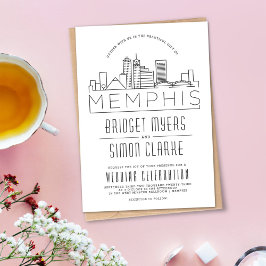 Memphis Bröllop | Stiliserad Skyline-inbjudan Inbjudningar