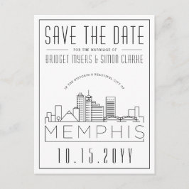 Memphis Bröllop | Stiliserad Skyline Spara datum Vykort