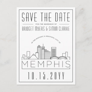 Memphis Bröllop Stiliserad Skyline Spara datum Vykort