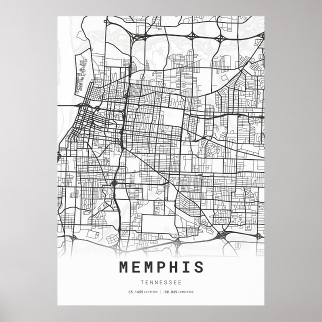 Memphis City Karta Poster (Framsidan)
