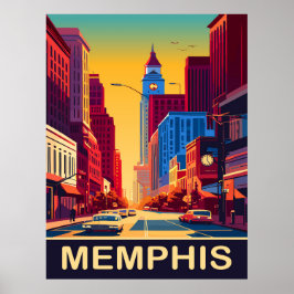 Memphis, City Streets, Travel Poster