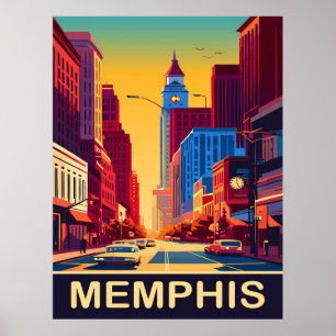 Memphis, City Streets, Travel Poster