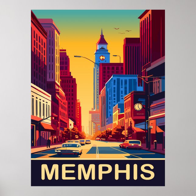 Memphis, City Streets, Travel Poster (Framsidan)