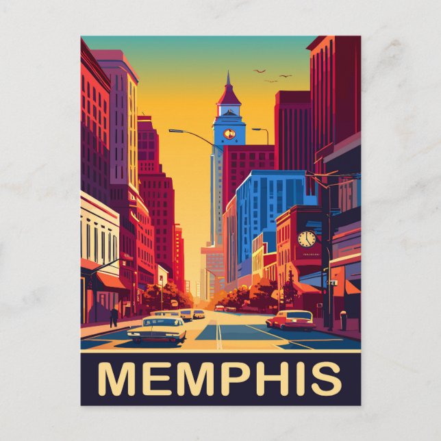 Memphis, City Streets, Travel Vykort (Framsida)