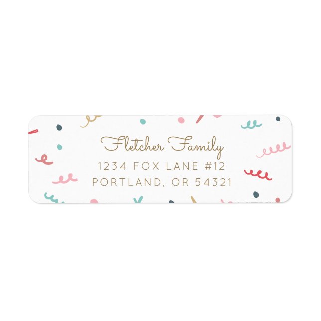 Memphis Confetti Returadress Etikett (Framsidan)