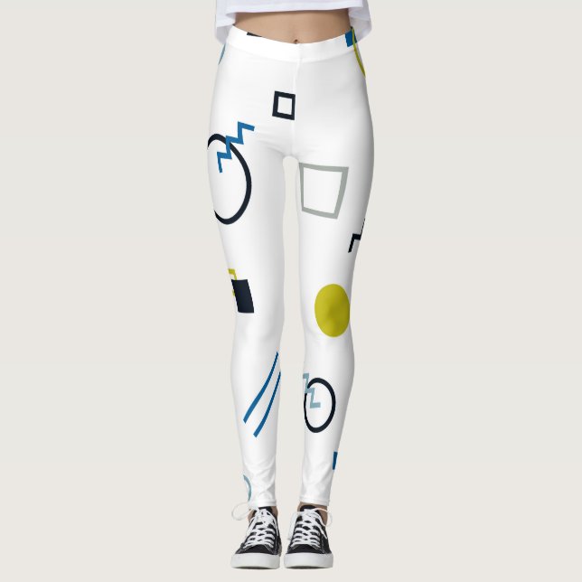 Memphis, coola, trendig, modern geometrisk konst leggings (Framsida)