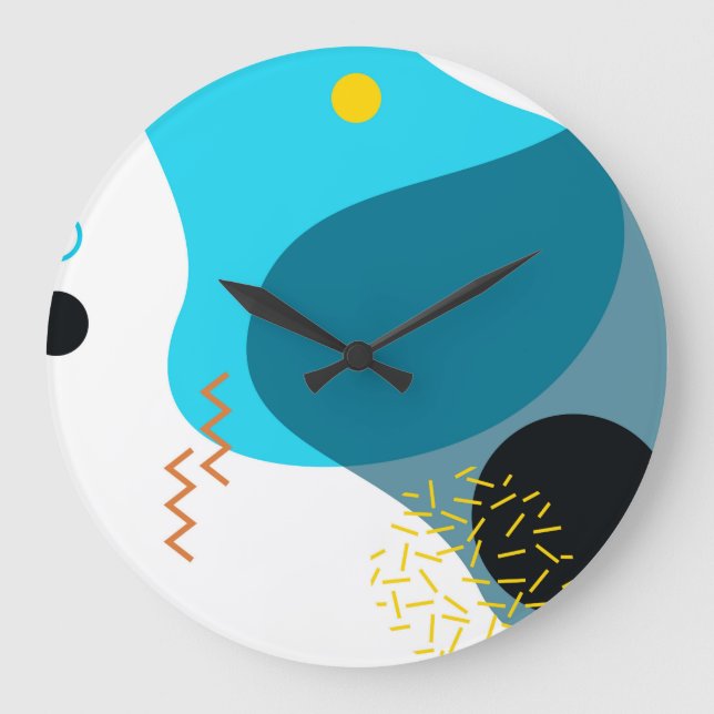 Memphis, coola, trendig, urban, modern illustratio stor klocka (Framsida)