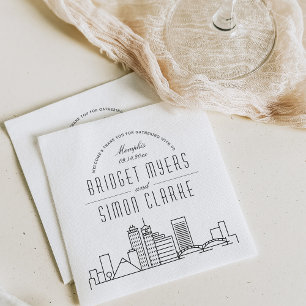 Memphis Deco Skyline   Bröllop Event Napkins Pappersservett