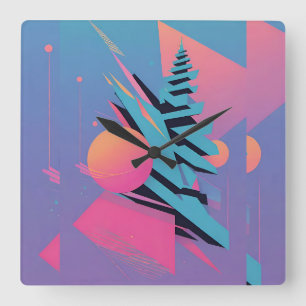 Memphis design - Ken Gage Art Fyrkantig Klocka