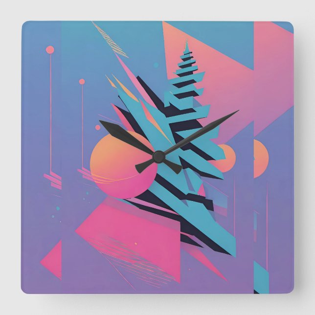 Memphis design - Ken Gage Art Fyrkantig Klocka (Framsida)