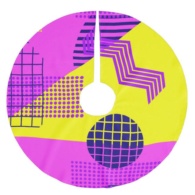 Memphis Eighties: Geometric Shapes Background Julgransmatta Borstad Polyester (Framsidan)