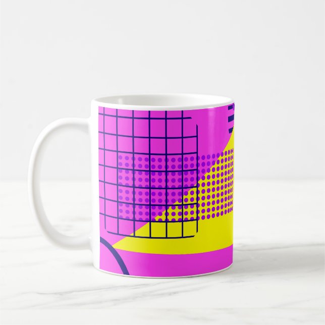 Memphis Eighties: Geometric Shapes Background Kaffemugg (Vänster)