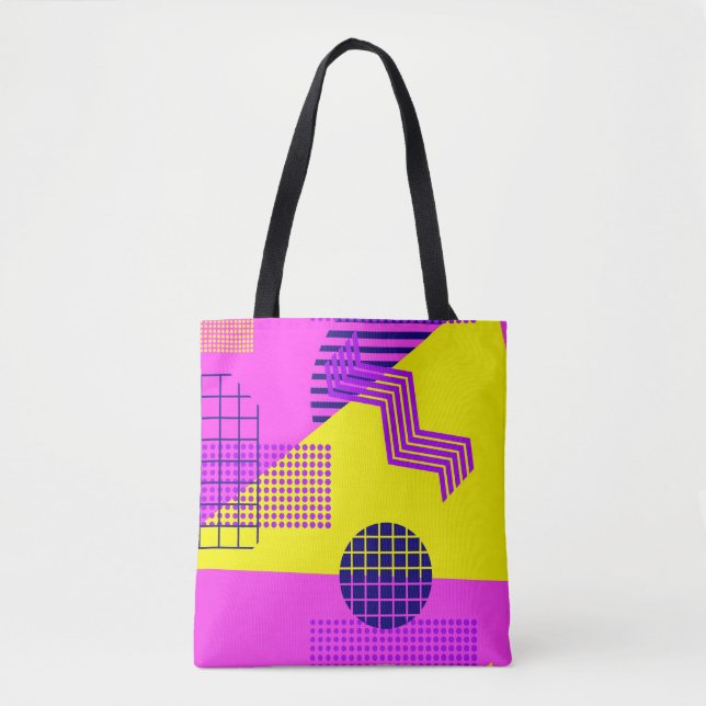 Memphis Eighties: Geometric Shapes Background Tygkasse (Framsida)