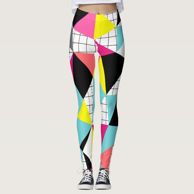 Memphis, geometriska former leggings (Framsida)