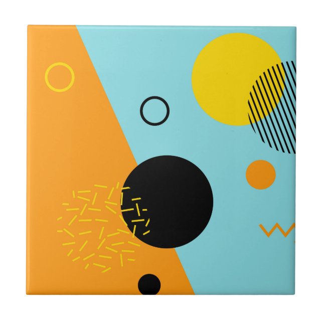 Memphis, hipster, trendig, illustration av coola kakelplatta (Framsidan)