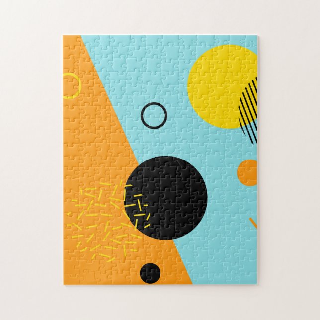 Memphis, hipster, trendig, illustration av coola pussel (Vertikal)