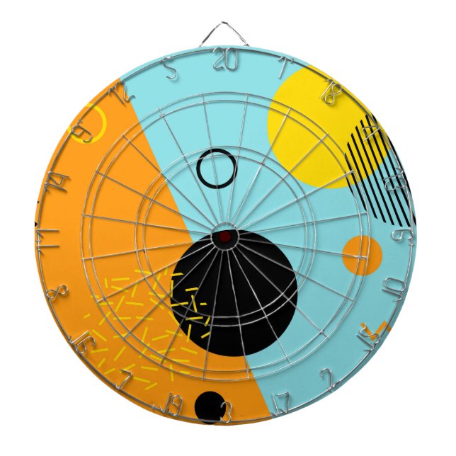 Memphis hipster, trendig, kall illustrationkonst darttavla (Framsidan)