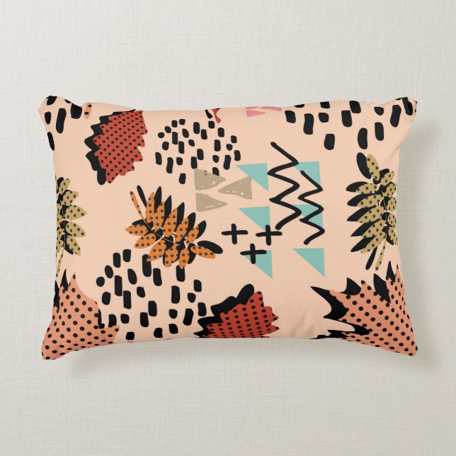 Memphis hösthöstfallsblad och löv med geomet prydnadskudde (Framsidan)