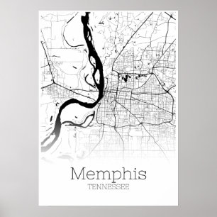 Memphis karta - Tennessee - stadskartaaffisch Poster