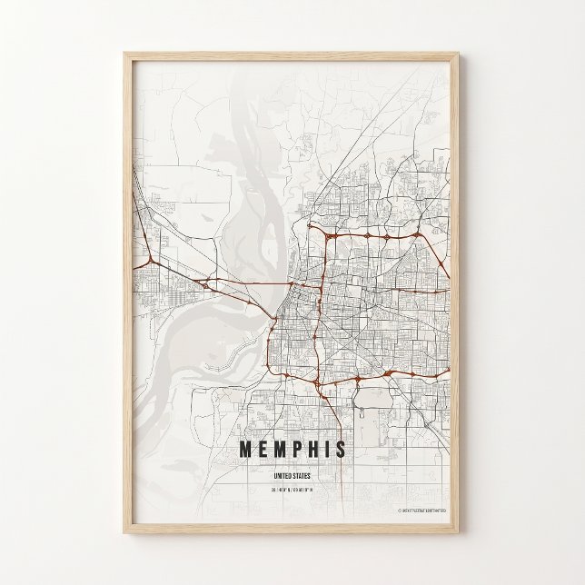 Memphis Karttryck Tennessee Affisch Väggkonst Pres (Skapare uppladdad)