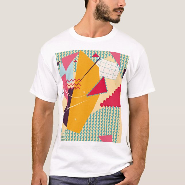 Memphis-läge: Retro Geometric Trend T Shirt (Framsida)