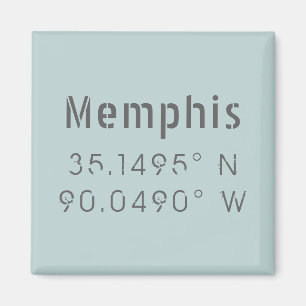 Memphis Longitud och Latitude Magnet