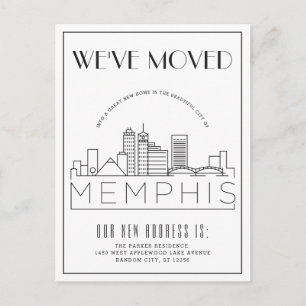 Memphis Modern Deco Ny adress Meddelande Vykort