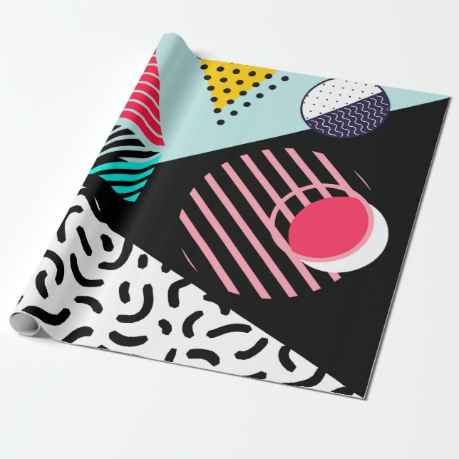 Memphis Mönster Presentpapper (Utrullad)