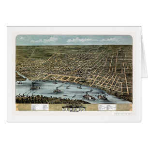 Memphis panorama- karta för TN - 1870 Hälsningskort