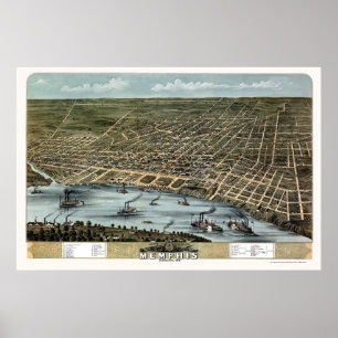 Memphis panorama- karta för TN - 1870 Poster