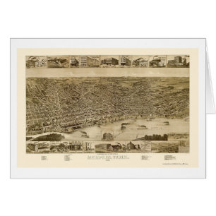 Memphis panorama- karta för TN - 1887 Hälsningskort