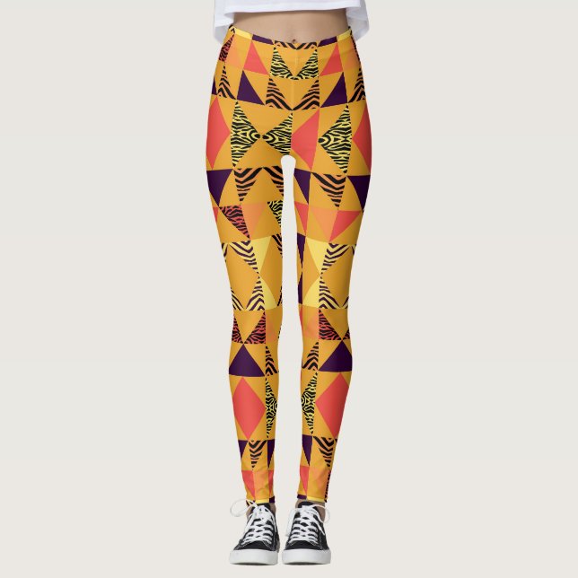 Memphis Pastel Triangle Abstrakt Mönster. Leggings (Framsida)