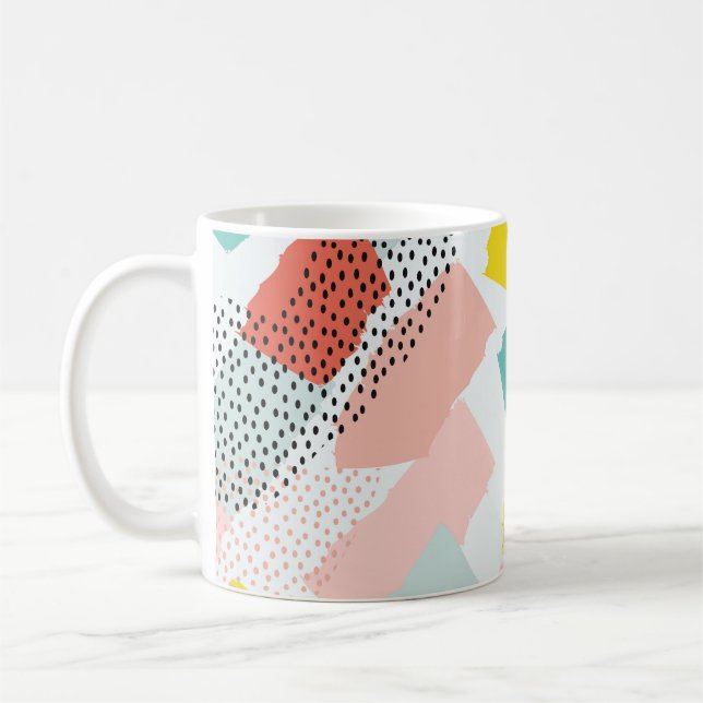 Memphis penseldrag: vintage mönster. kaffemugg (Vänster)