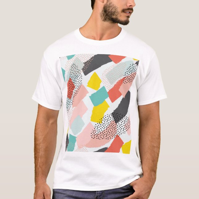 Memphis penseldrag: vintage mönster. t shirt (Framsida)