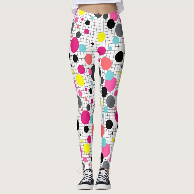 Memphis polka dots leggings (Framsida)