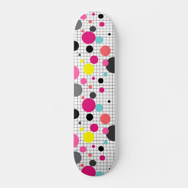 Memphis polka dots mini skateboard bräda 18,5 cm (Framsida)