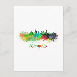 Memphis skyline i vattenfärg vykort
