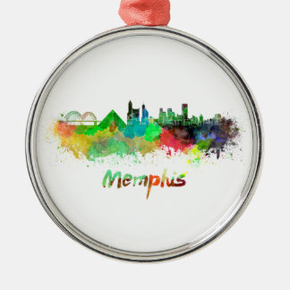 Memphis skyline in watercolor julgransprydnad metall
