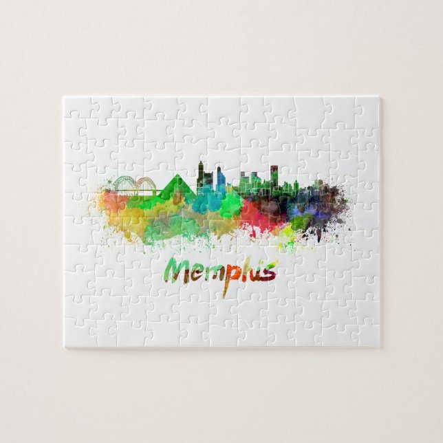 Memphis skyline in watercolor pussel (Horisontell)