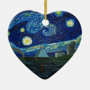 "Memphis Starry natt" vid jacken Lepper Julgransprydnad Keramik