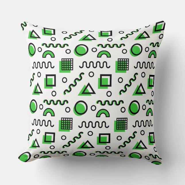 Memphis Stil Geometric Mönster 110719 - Grönt Kudde (Framsida)