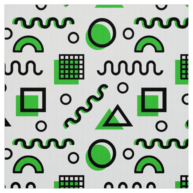 Memphis Stil Geometric Mönster 110719 - Grönt Tyg (Provkarta)
