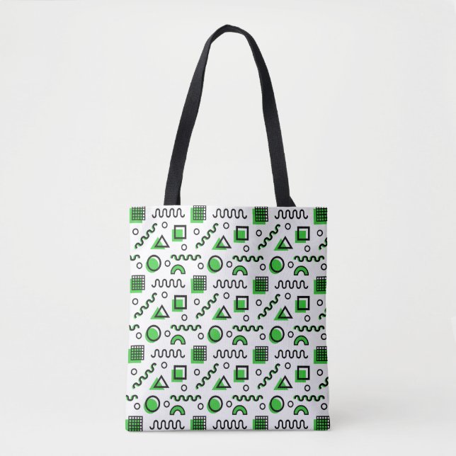 Memphis Stil Geometric Mönster 110719 - Grönt Tygkasse (Framsida)