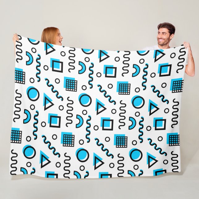 Memphis Stil Geometric Mönster 110719 - Himlar Blu Fleecefilt (På plats)