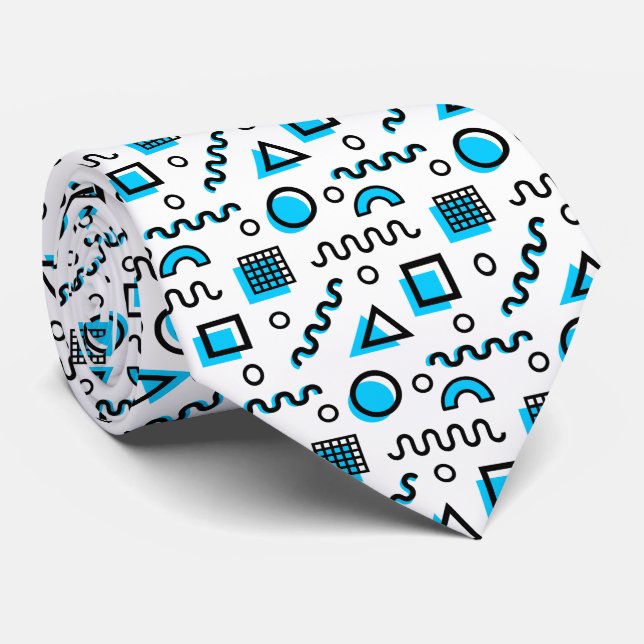 Memphis Stil Geometric Mönster 110719 - Himlar Blu Slips (Rullad)