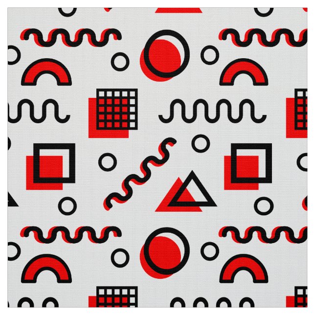 Memphis Stil Geometric Mönster 110719 - Red Tyg (Provkarta)