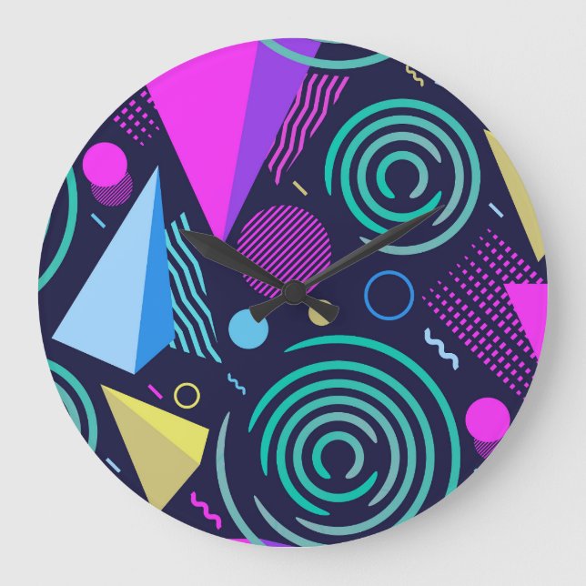 Memphis Stil Geometric Shapes Stor Klocka (Framsida)