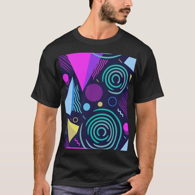 Memphis Stil Geometric Shapes T Shirt (Framsida)