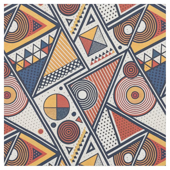 Memphis-stil geometriska former och linjer Mönster Tyg (Närbild)